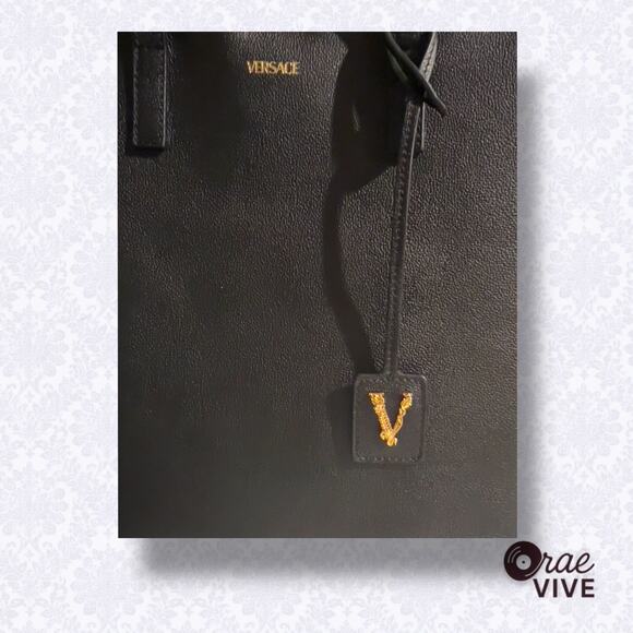 Authentic Versace Calfskin Virtus Tote Bag Black - Picture 5 of 9